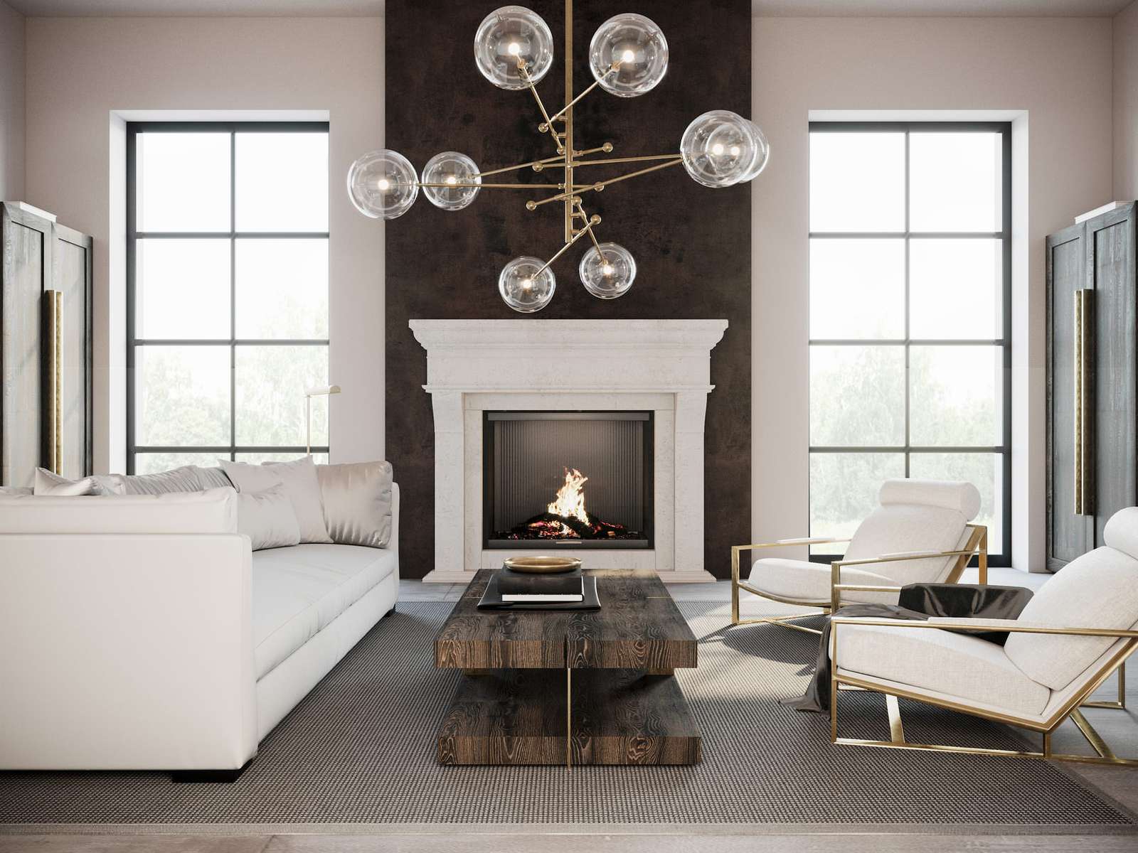 التصميم الداخلي للفلل (غرفة المعيشة) - Interior design of villas (living room)