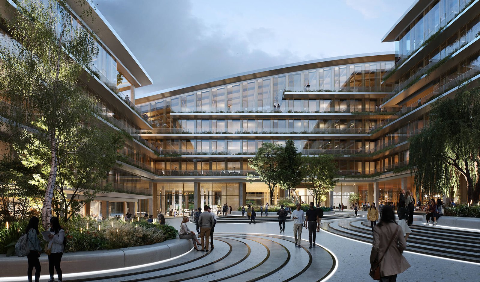 تصميمات فناء مركزي في حرم جامعي للتكنولوجيا