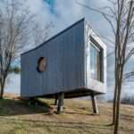 hiya wooden elevates wauhaus cabin on legs of various lengths in hungary