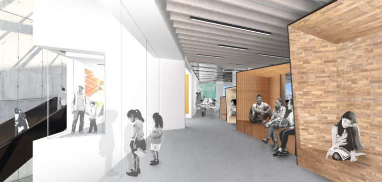 صف من القرون ينظر إلى أسفل في فراغ سلم خرساني