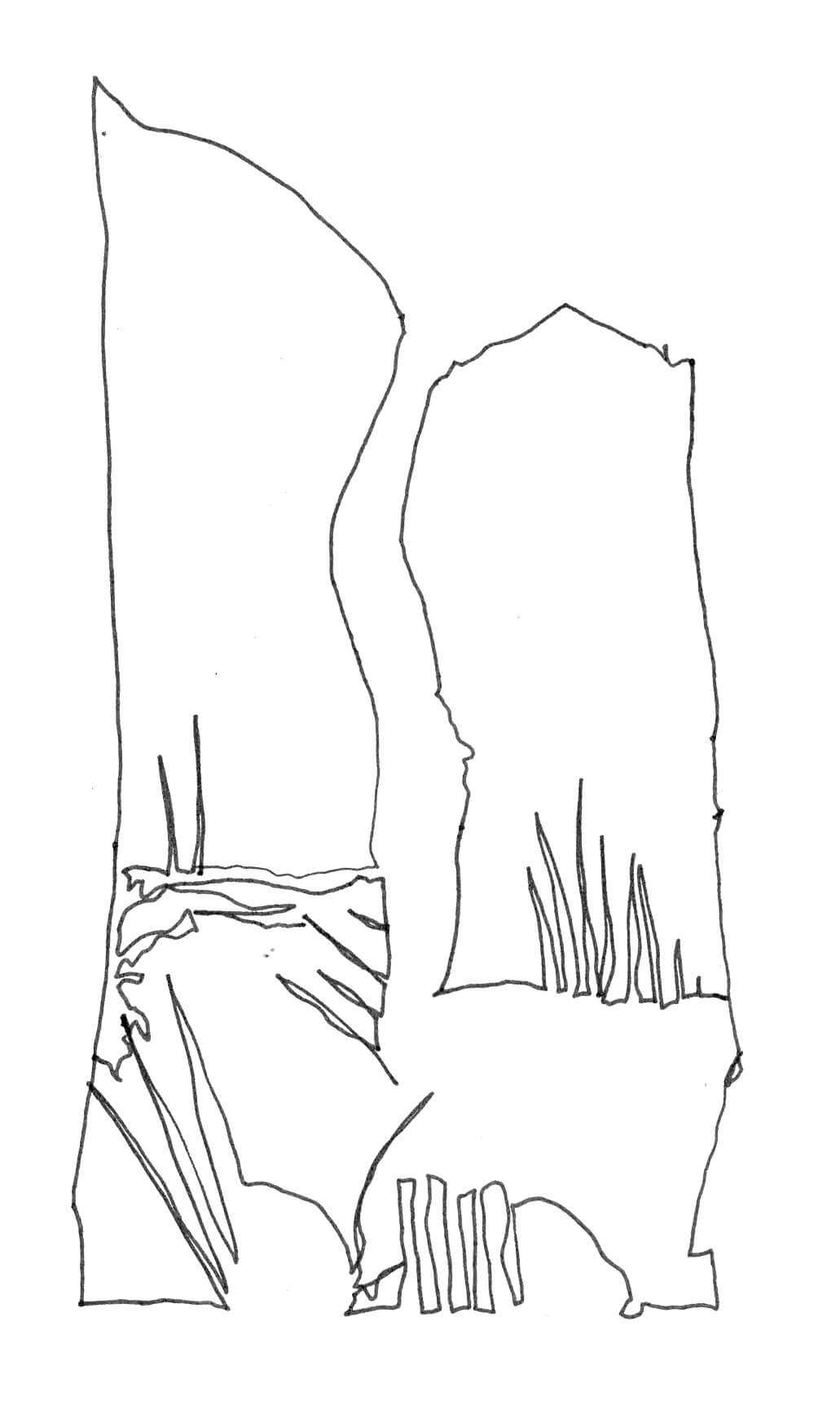 a blind contour drawing of a flooded florida river affected by climate change