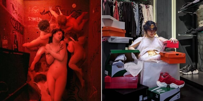 alexey kondakov fuses classical artwork with scenes of consumerism + popular culture