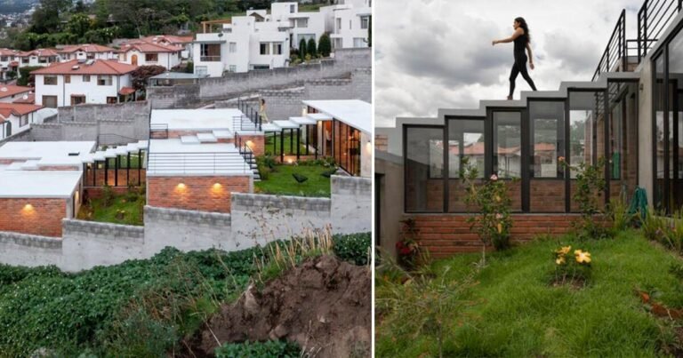 three interconnected staggered blocks form home on slope in ecuador