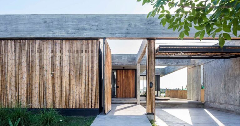 estudio PKa fronts this buenos aires home with a curtain wall of bamboo