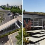 kengo kuma encloses this underground pupil heart with a fluid inexperienced roof
