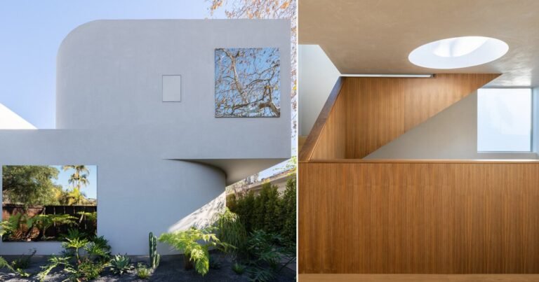 pentagon combines crisp angles with curves to form ‘radius home’ in la