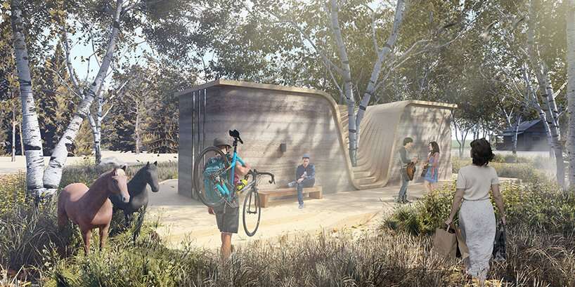 يستكشف اقتراح المنزل المعياري هذا ، الملتف حول شجرة ، مستقبل المعيشة