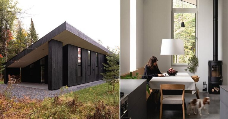 nicholas francoeur completes glossy nation house with work studios in quebec