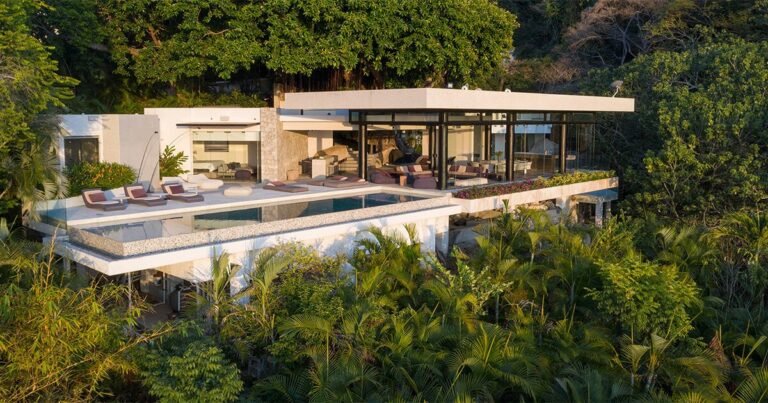 geometric home by sama arquitectos blends harmoniously into verdant web site in mexico