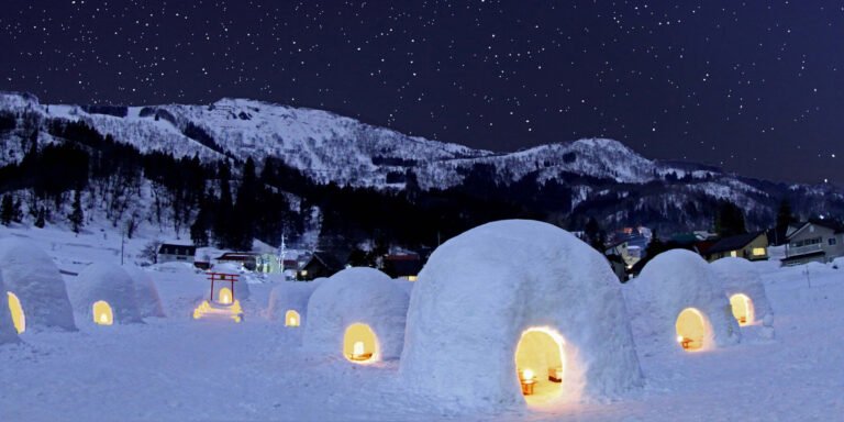 20 pop-up igloos kind the restaurant kamakura village in nagano, japan
