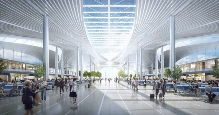 Aedas fashions its zhanjiang central station hub after a blossoming ‘bauhinia’ flower