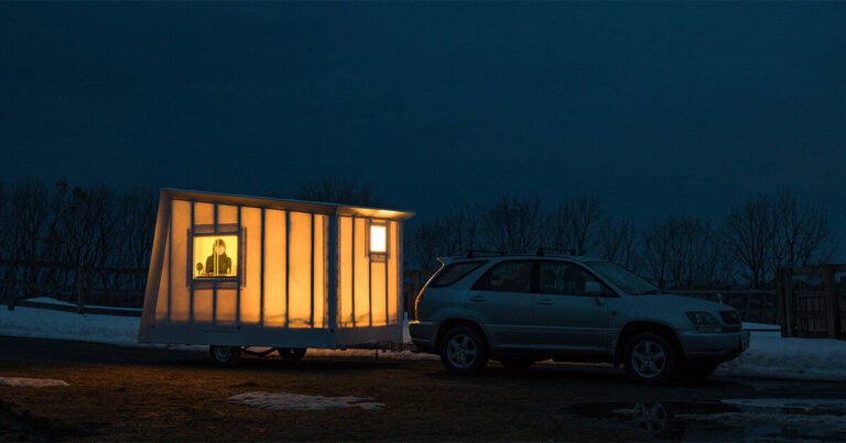 lightweight mobile unit houses remote radio station and travels throughout japan