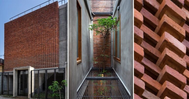 andyrahman + cipta hadi front indonesian boarding house with interwoven bricks