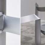 ximi li intricately folds slender aluminum tubes for MONOCHROME basic furniture series