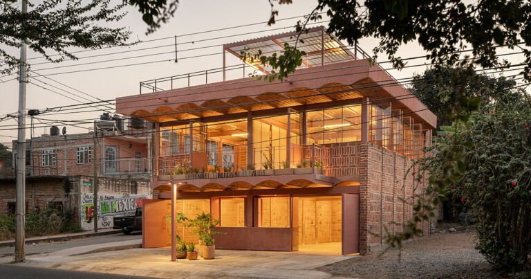 vaulted brickwork community center built by the citizens adorns rural mexico