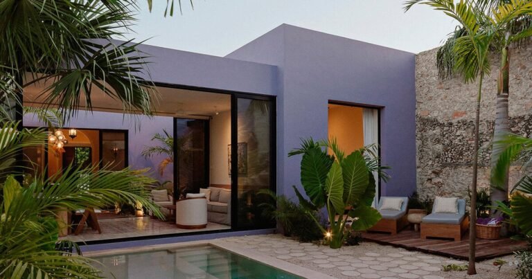 workshop architects revitalizes mexican casa pulpo infusing vibrant purple hues