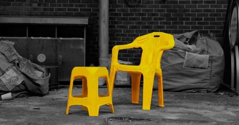 seungtae jang coats plastic chairs with vinyl in his latest wrapping series