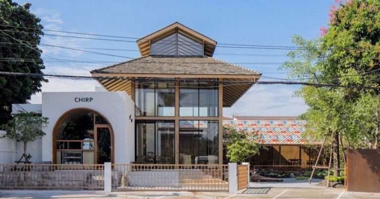 luminous café in ancient thailand unites historic context with contemporary expressions