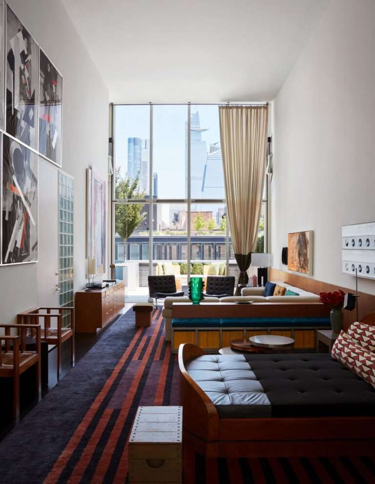 living room divided into different seating sections