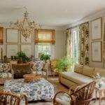 sunroom with chandelier