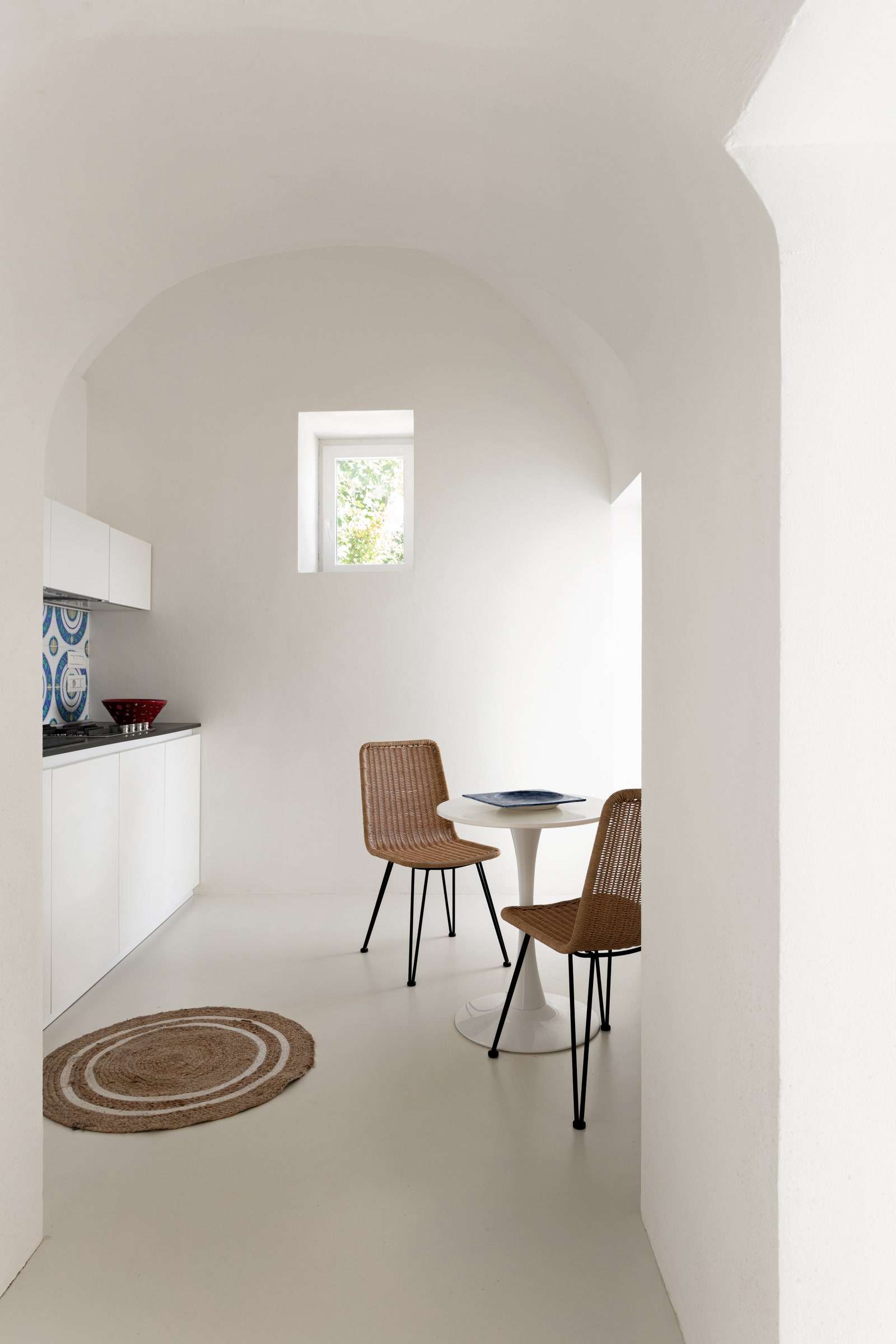kitchen with white cabinets