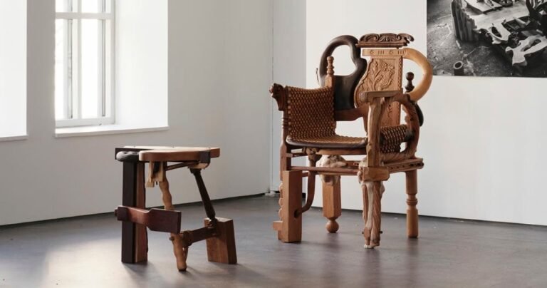 kostas lambridis kitbashes material fragments to create complex furniture hybrids