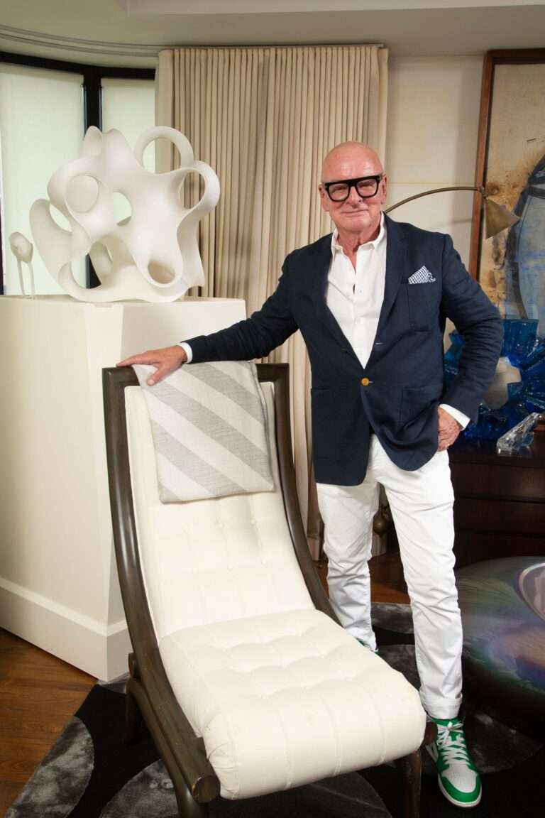 Juan Montoya with the Coronet lounge chairs.