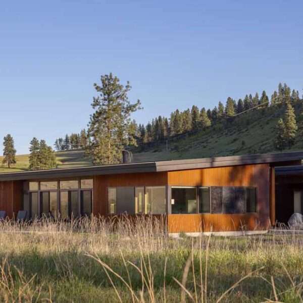 A Weathered Corrugated Metal Exterior Protects This Home On A Ranch