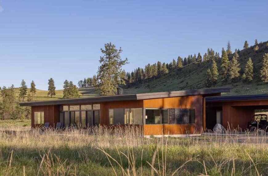A Weathered Corrugated Metal Exterior Protects This Home On A Ranch