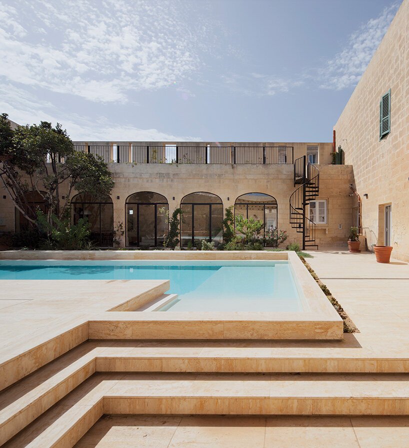 stone screen shields renovated 18th-century palazzino gardens in malta by AP valletta