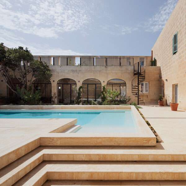 stone screen shields renovated 18th-century palazzino gardens in malta by AP valletta