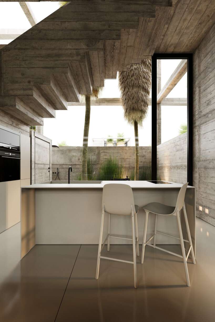 green and blue accents add organic vitality to igor sirotov architects' concrete villa in bali