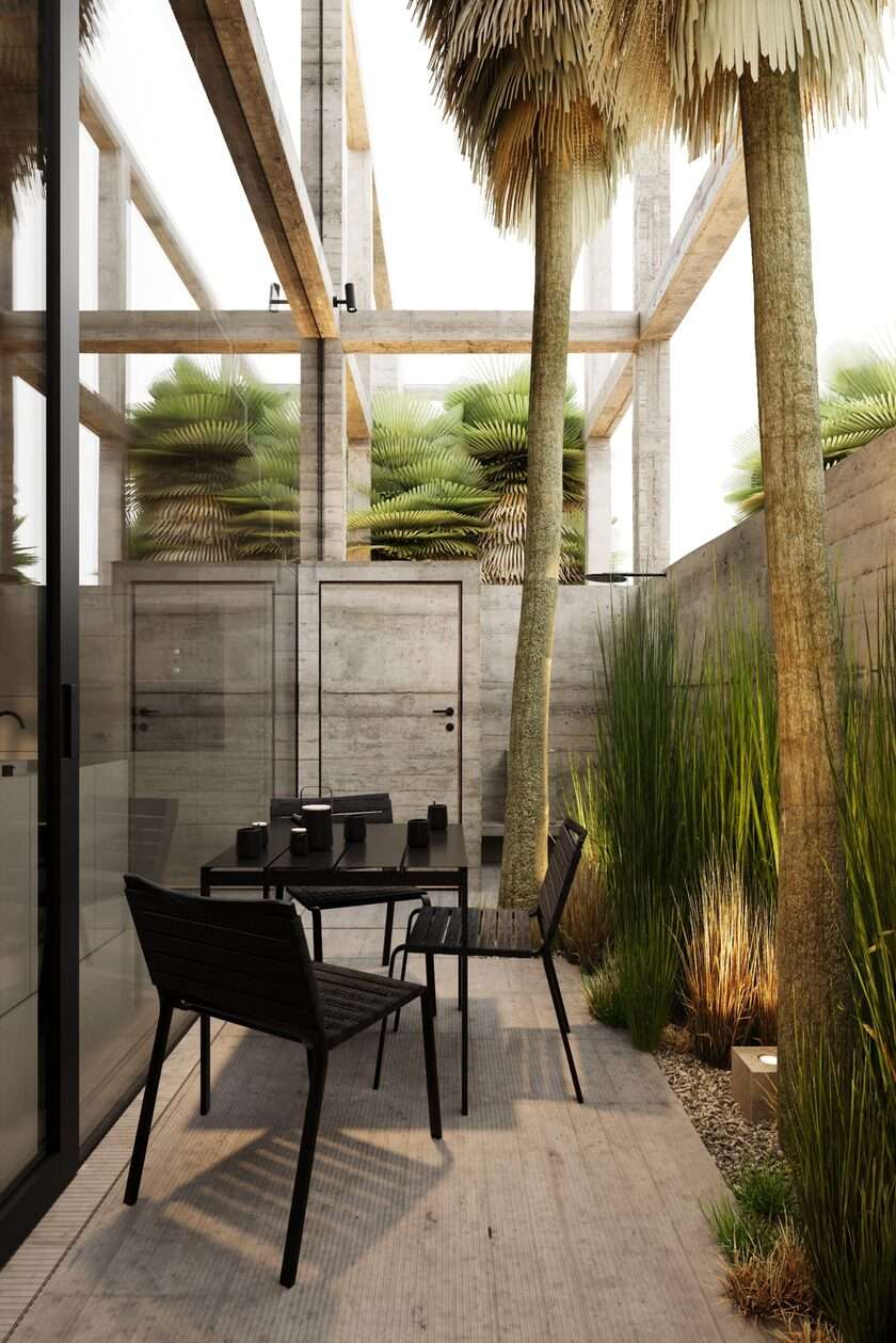 green and blue accents add organic vitality to igor sirotov architects' concrete villa in bali