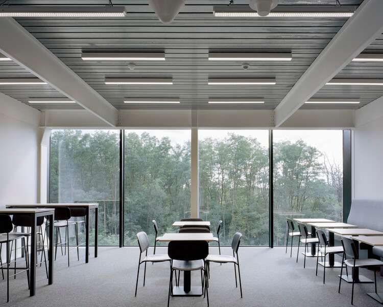 Smart Manufacturing Campus / XDGA Architecten - Interior Photography, Dining room, Glass, Chair