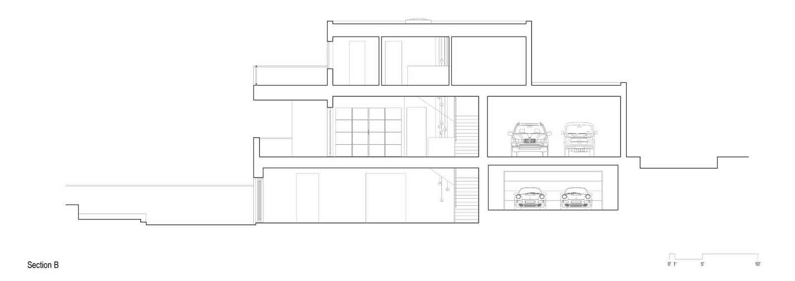 The architectural drawings for a modern three storey home.