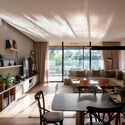 Cañuelas House / 3164.estudio + SDF Arquitectos  - Interior Photography, Dining room, Wood, Sofa, Table, Chair, Lighting