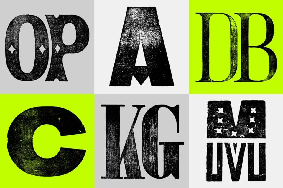 a collection of letterpress letters