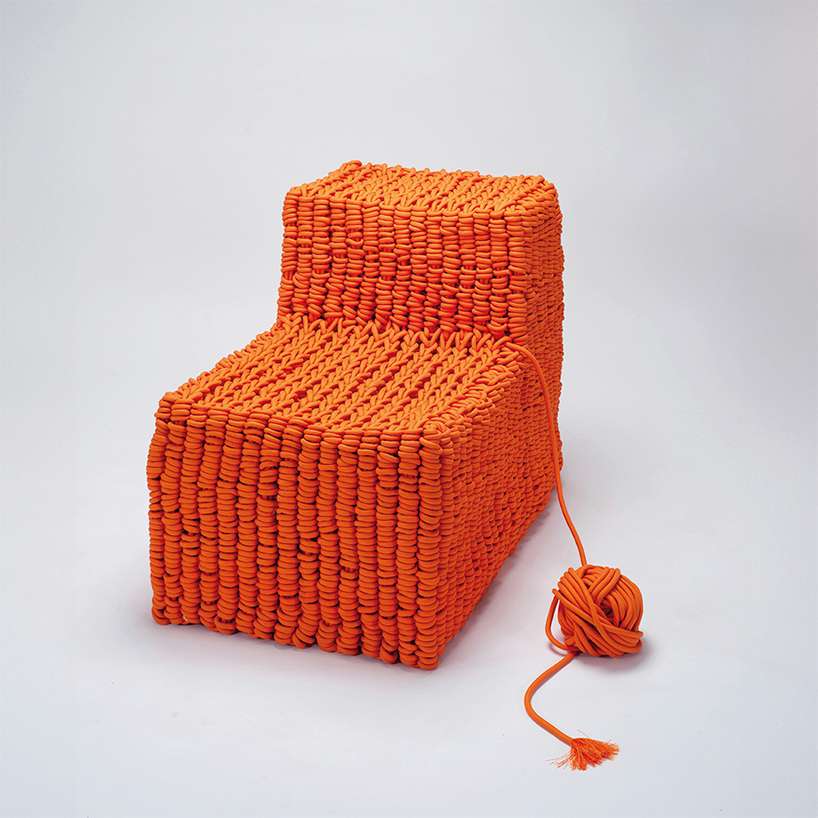 kryss weaves reclaimed climbing rope into self-supporting, shape-shifting furniture