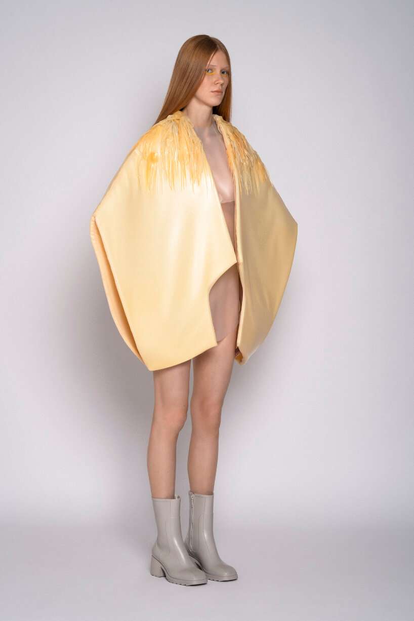 kinetic garment by iga węglińska shivers in response to sound, mimicking goosebumps