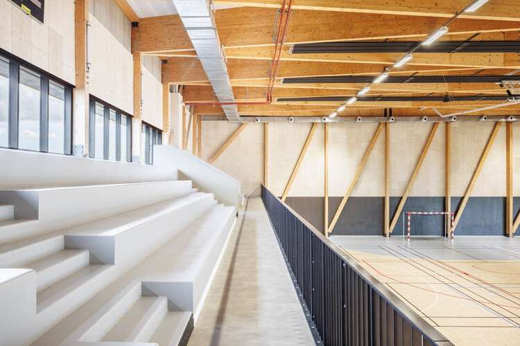 Nikola Karabatic Sports Complex / Atelier Aconcept - Interior Photography, Stairs, Wood, Beam