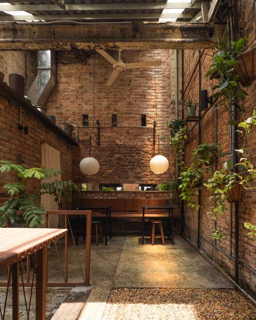 O Plant-based Ton That Dam Cafe Restaurant / xưởng xép - Exterior Photography, Wood, Brick, Chair
