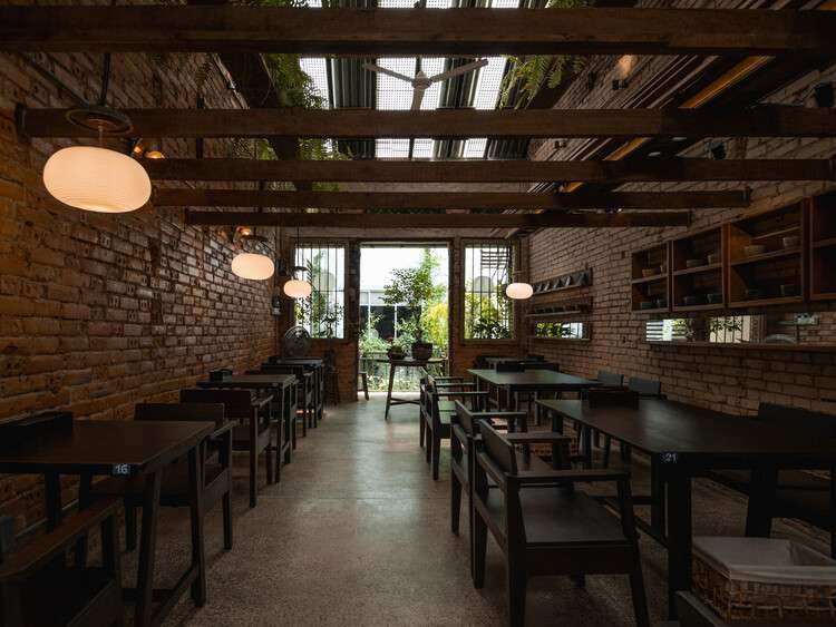 O Plant-based Ton That Dam Cafe Restaurant / xưởng xép - Interior Photography, Dining room, Wood, Lighting, Table, Chair