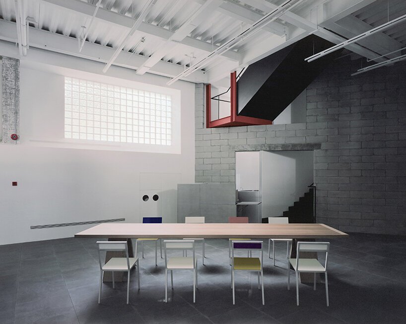 skewed meeting room bends the grid in shanghai office revamp by atelier siyu