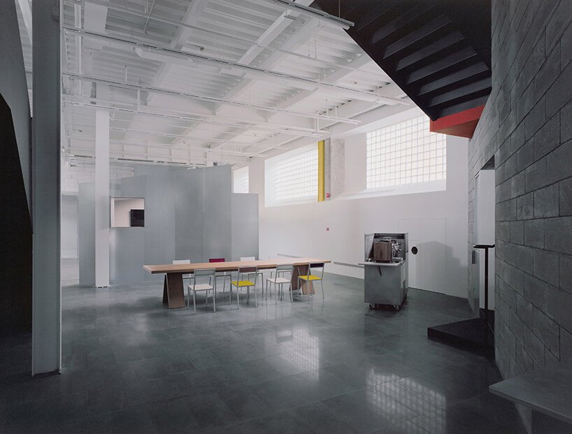 skewed meeting room bends the grid in shanghai office revamp by atelier siyu