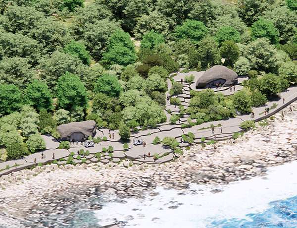 fractured stone forms shape tourist facilities by MVRDV on taiwan's southern coastline