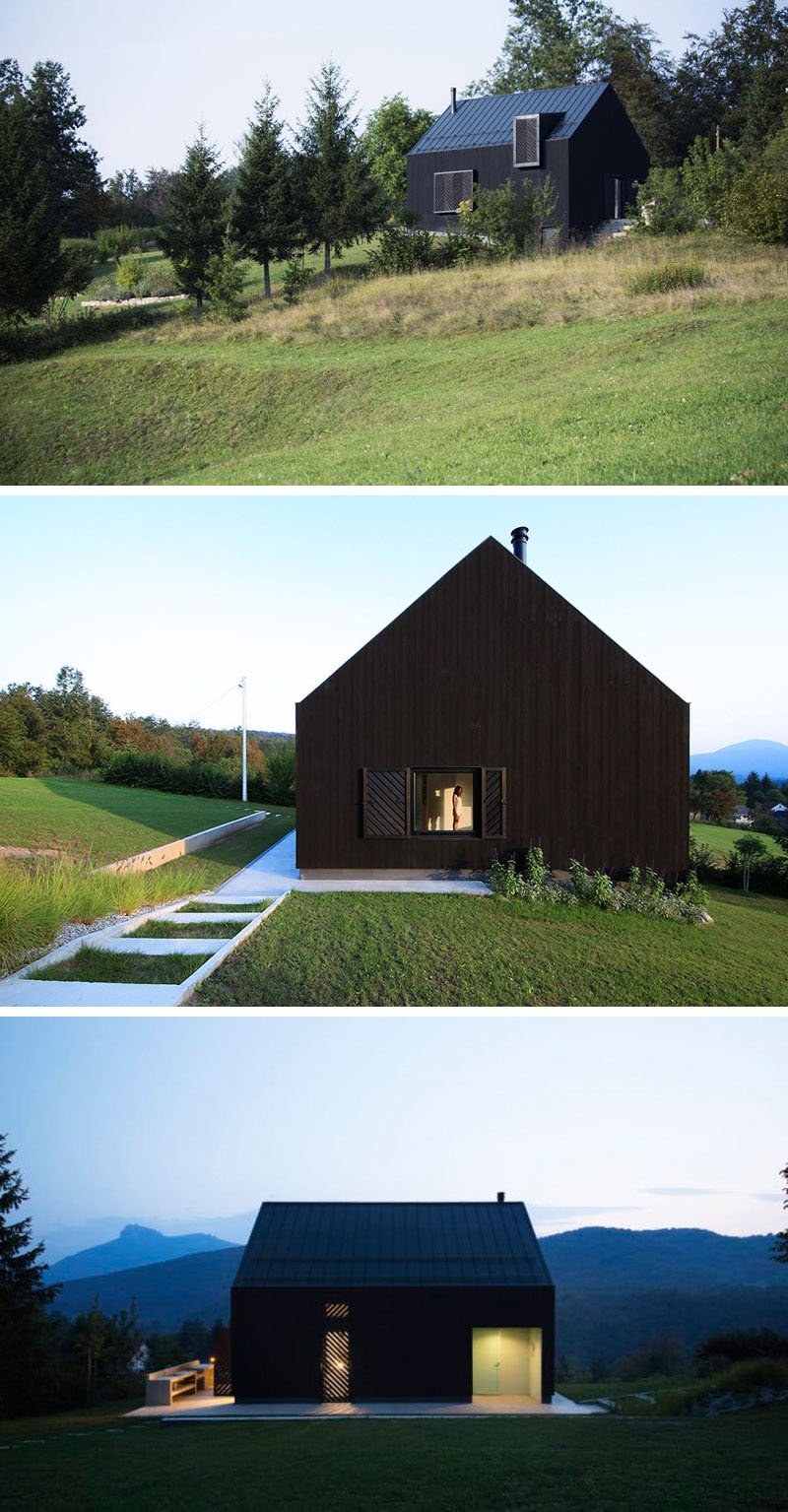 A striking little black house designed by Tomislav Soldo in the hills of Ogulin, Croatia. The blackened wood facade blends into the landscape while opening up to panoramic views of the valley and mountains.