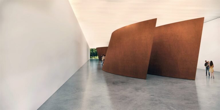 Interior rendering with view of Serra sculpture