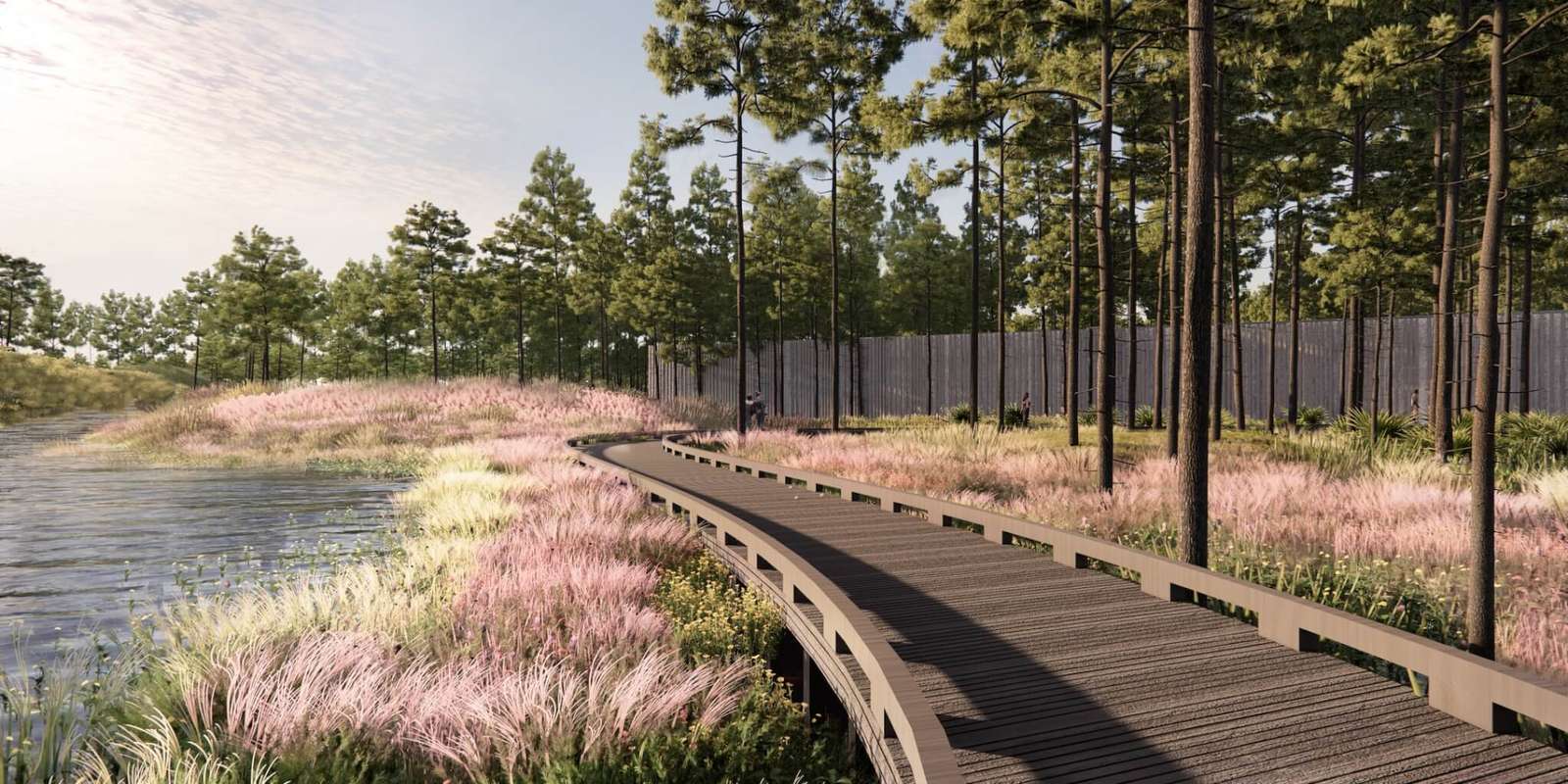 Rendering of path towards the pavilion