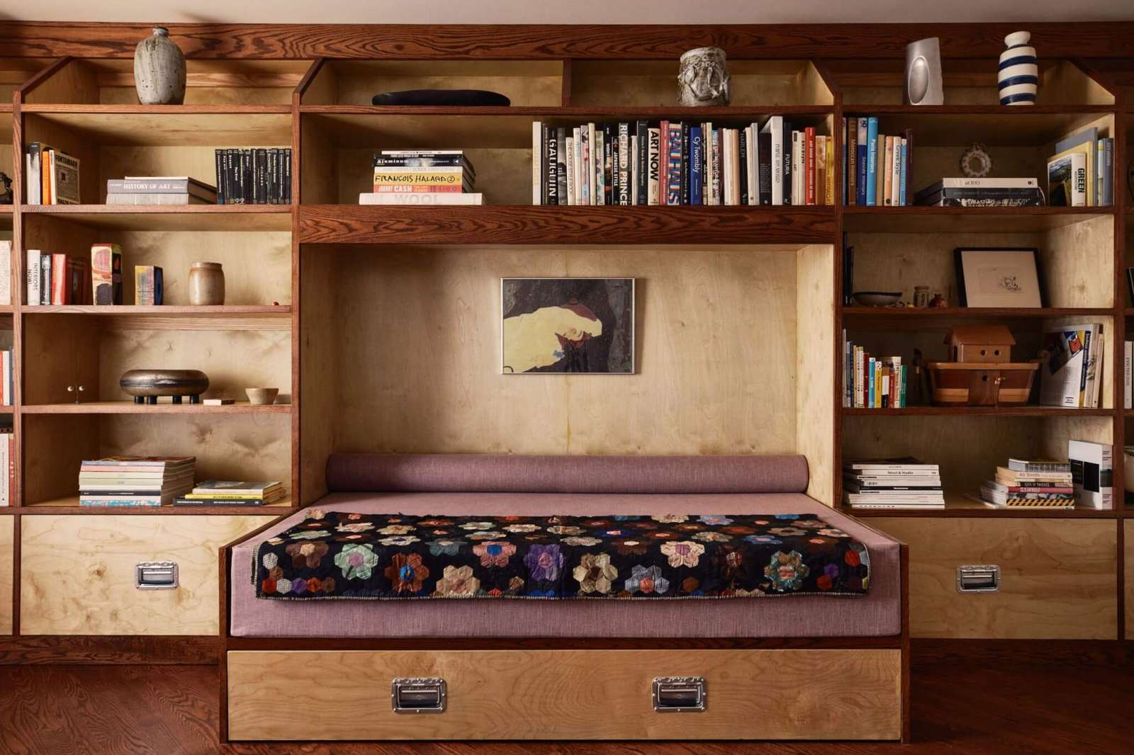shelving around a bed