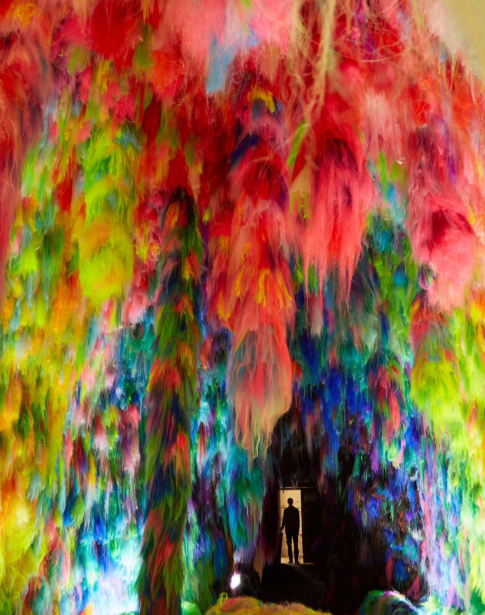 a colorful fur installation